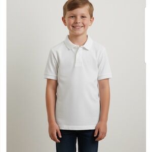 GILDAN DryBlend Short Sleeve Polo Shirt, Boys Youth Size L, White